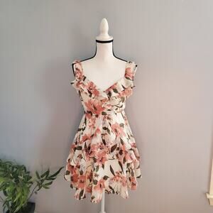 Fashion Nova Floral Tiered Boho Sleeveless Mini Dress M